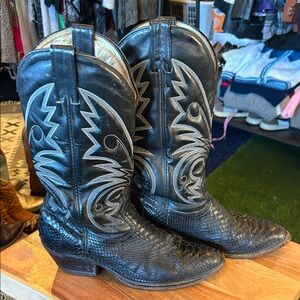 Snake Skin Black Western Cowboy Boots